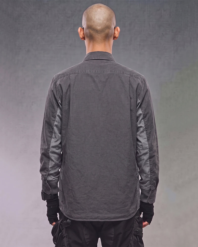 Wasteland Distressed Paneled Long Sleeve Shirt