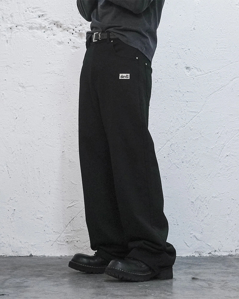 Devil Embroidery Straight-Leg Pants