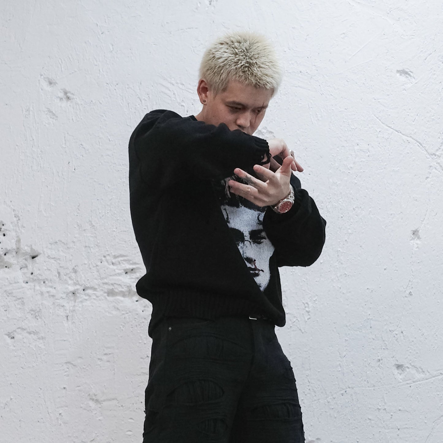 Demon Portrait Distressed Sweater