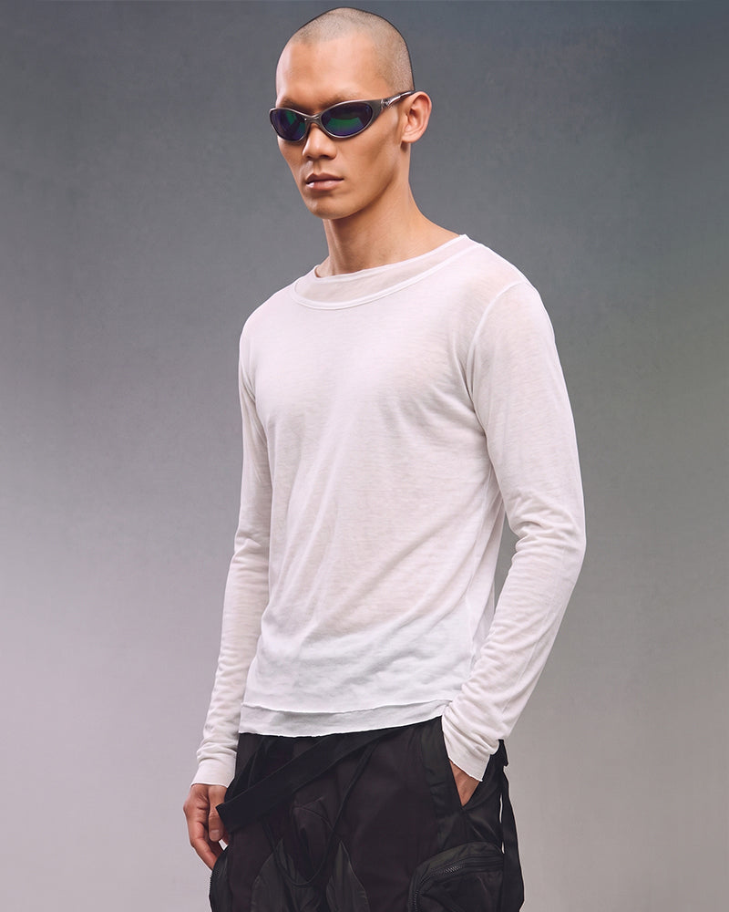 Dystopian Double-Layer Crew Neck Long Sleeve Top