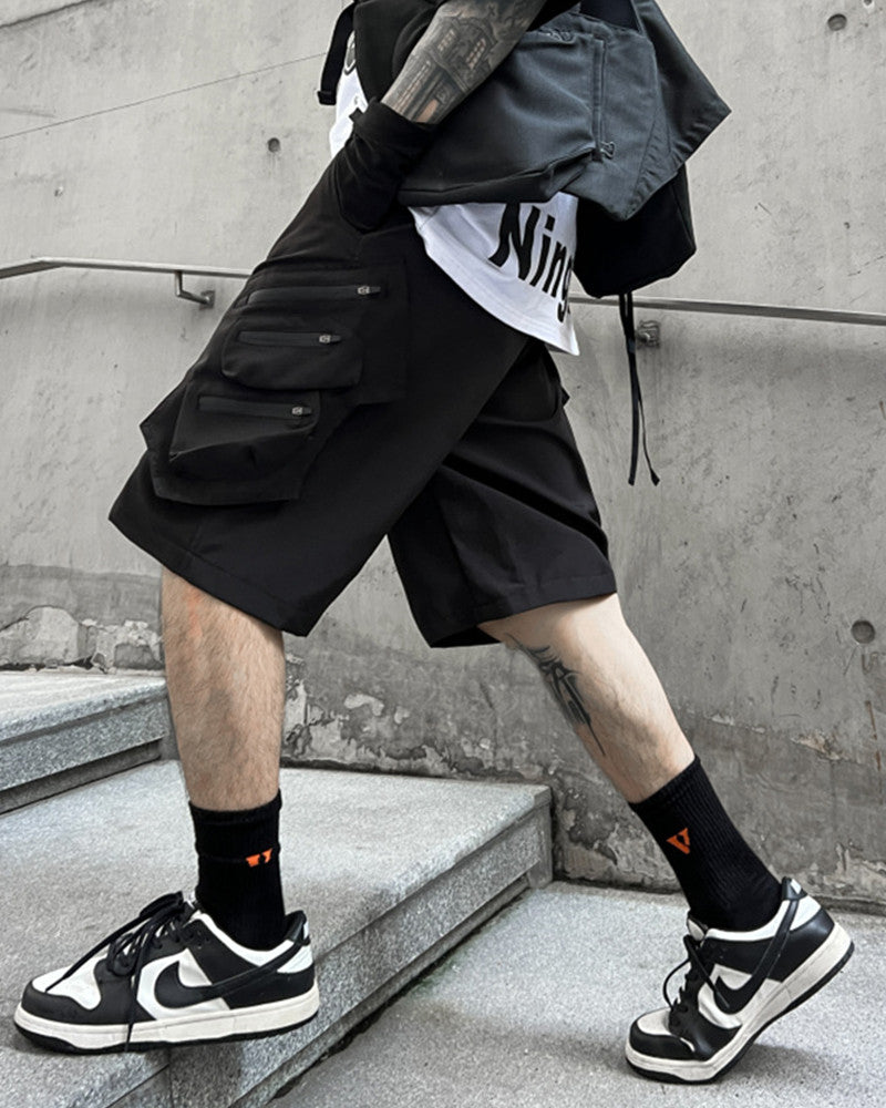 Functional Multi-Pocket Belt Cargo Shorts