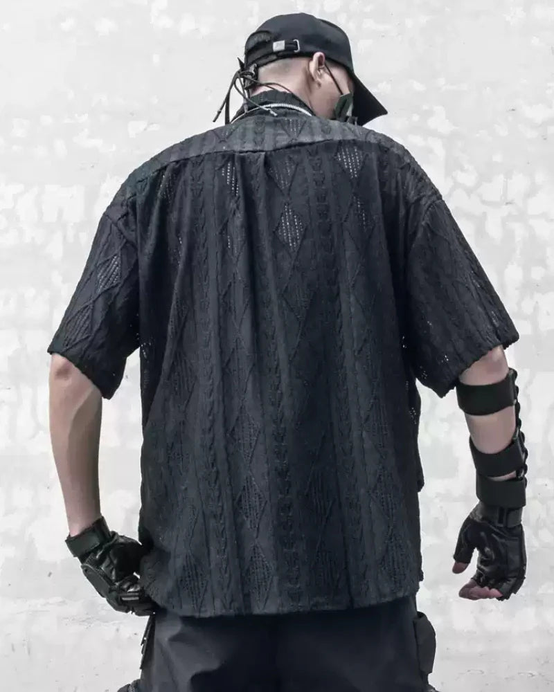 Streetwear Hollow Short Sleeve Shirt