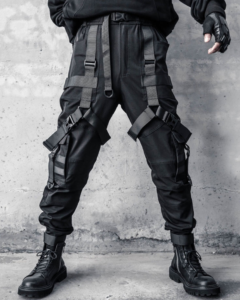 Functional Multi-Ribbon Buckle Cargo Pants