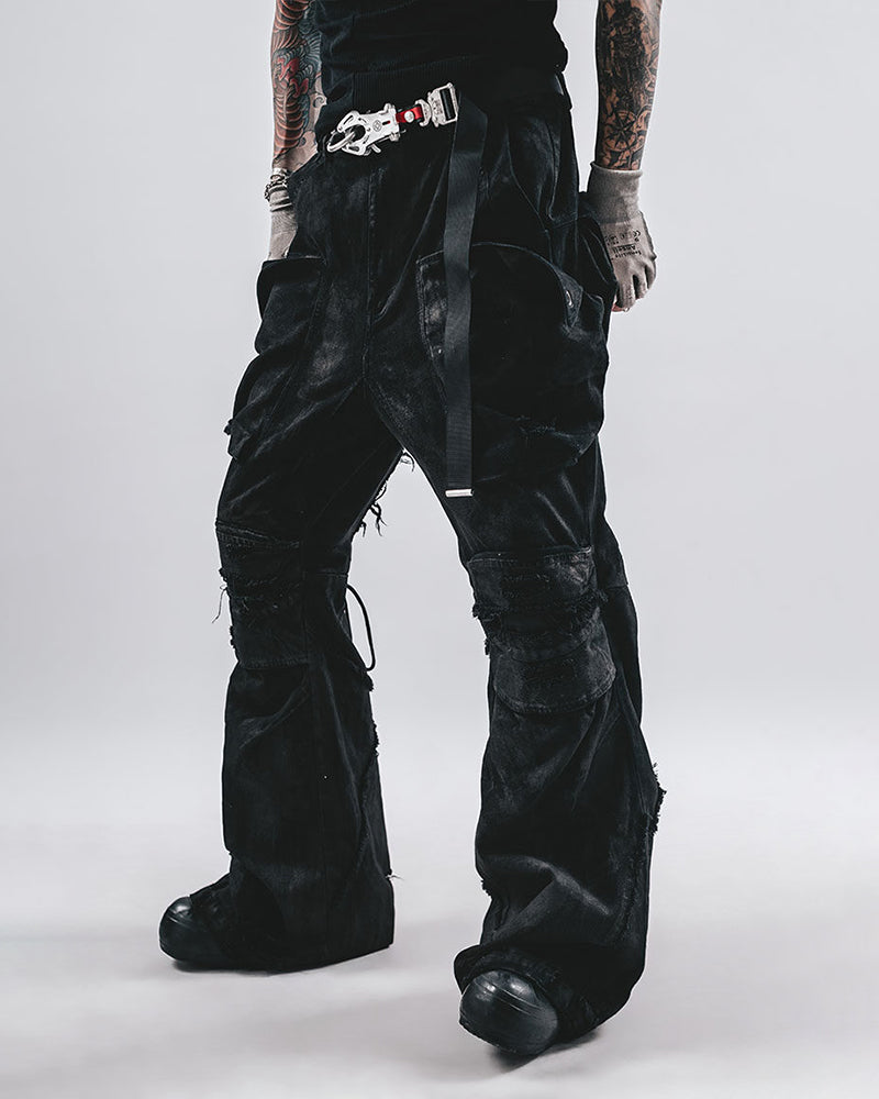 Abyssal Ripped Flared Cargo Pants