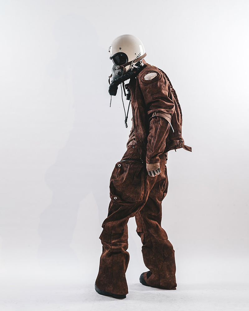 Rust-Dyed Exposed-Armor Moto Jacket