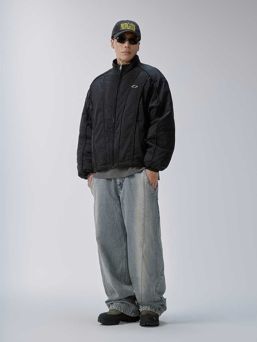 Structured Panel Stand-Collar Puffer