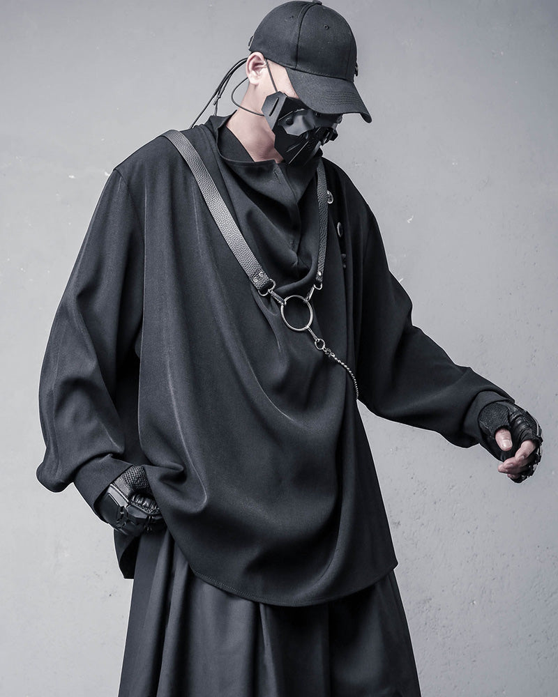 Japanese Draped High Neck Darkwear Shirt