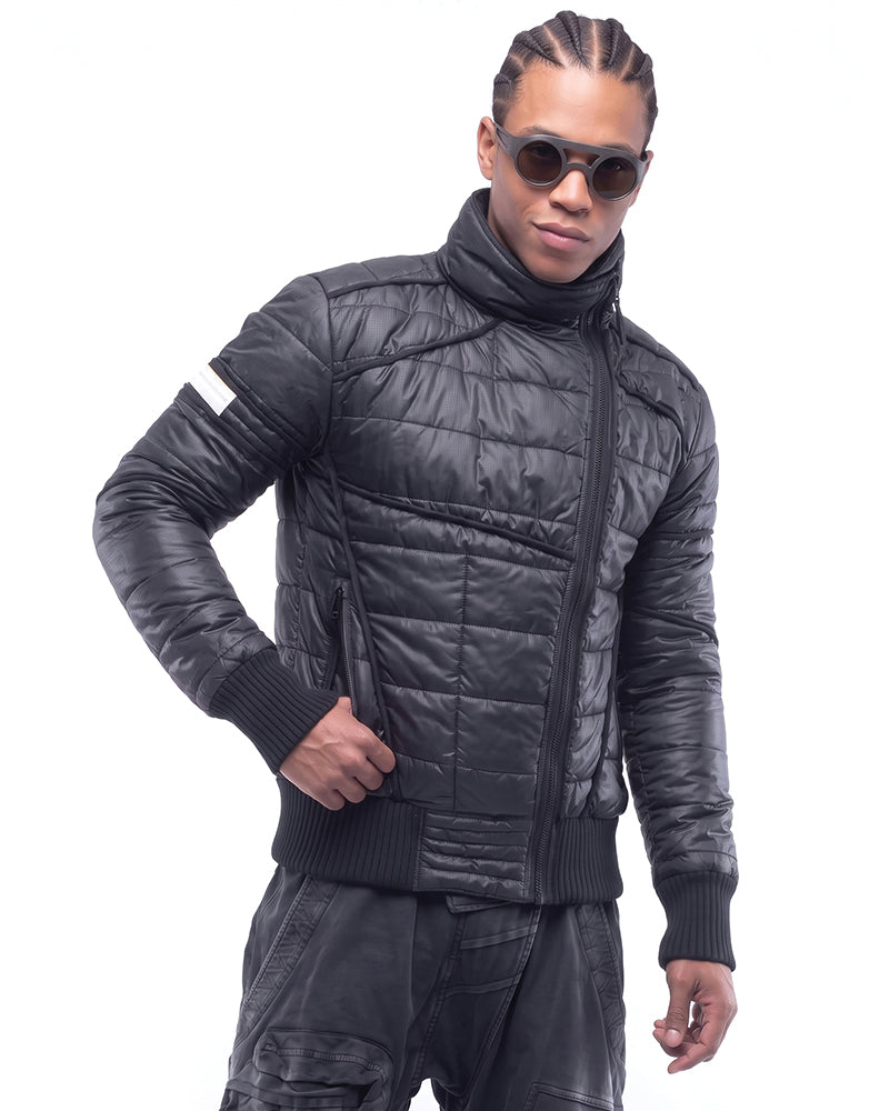 Post-Apocalyptic Asymmetric Geometric Quilted Jacket