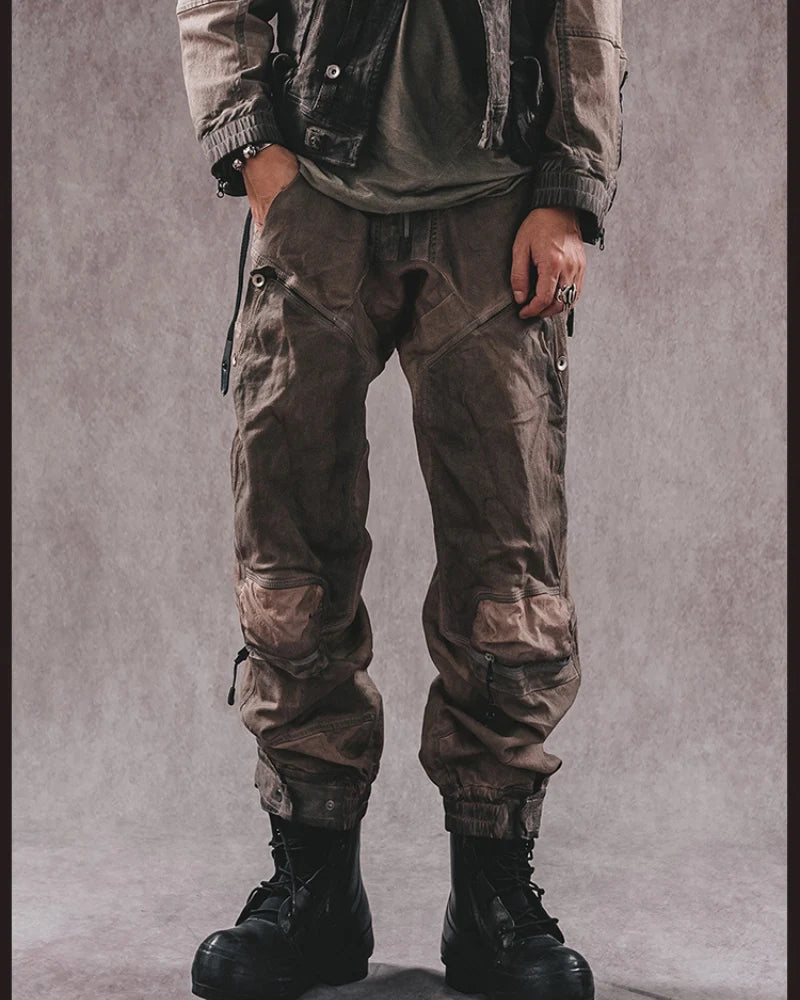 Post-Apocalyptic 3D Cut Distressed Double-Layer Cargo Pants