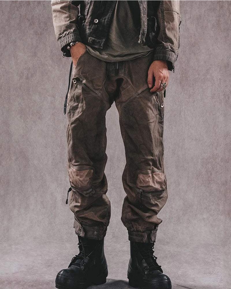 Post-Apocalyptic 3D Cut Distressed Double-Layer Cargo Pants