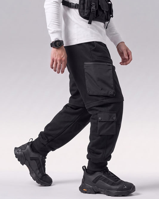 Detachable Functional Black Cargo Pants