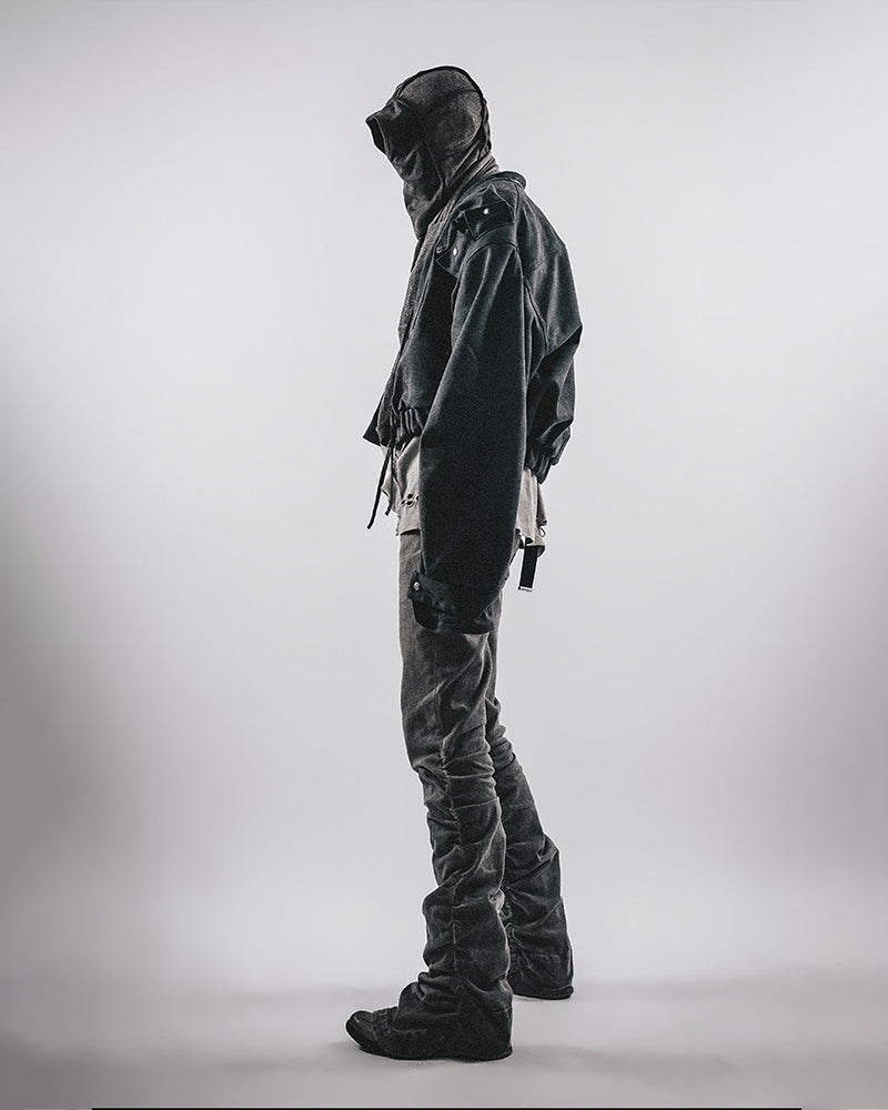Post-Apocalyptic Deconstructed Cropped Moto Jacket