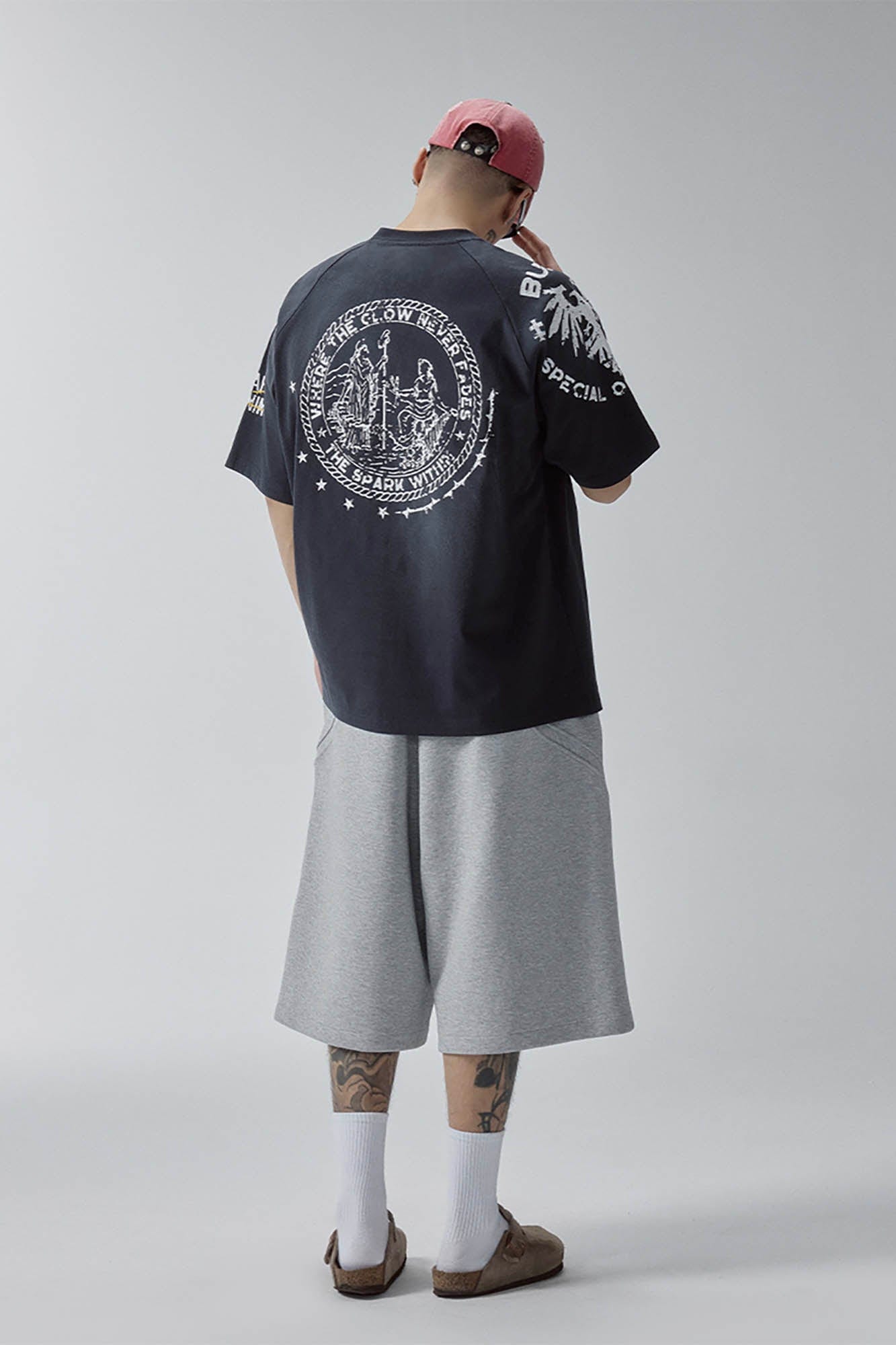 Curved Spliced Drawstring Shorts
