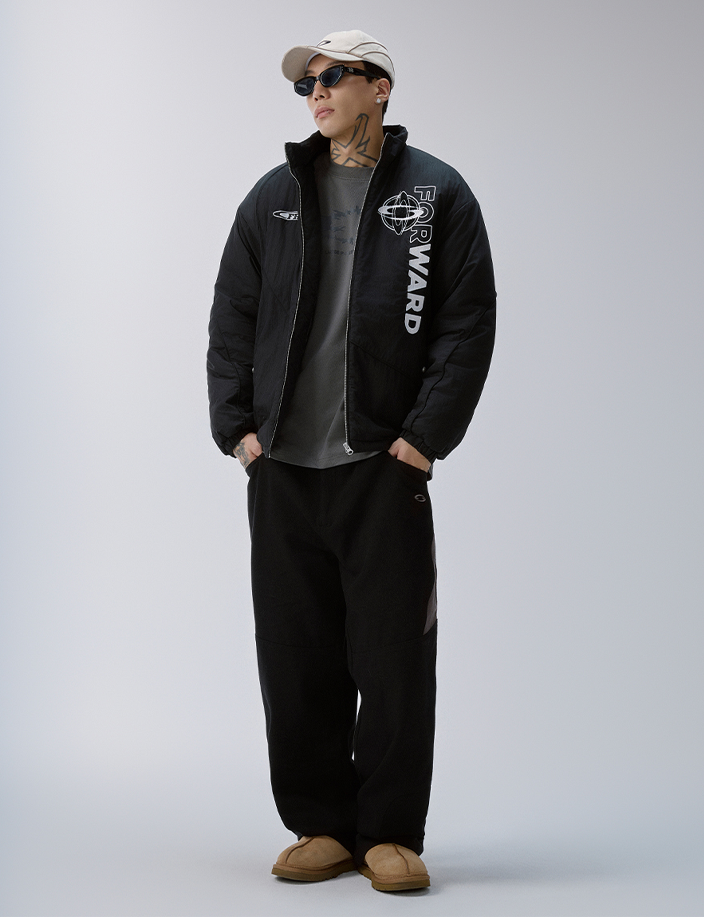 Paneled Contrast Embroidered LOGO Pants