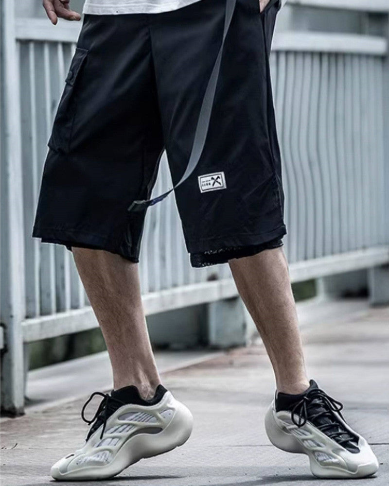 Techwear Layered Strap Cargo Shorts