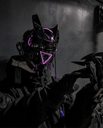 Night Game Dreadlocks Led Cyberpunk Helmet Mask