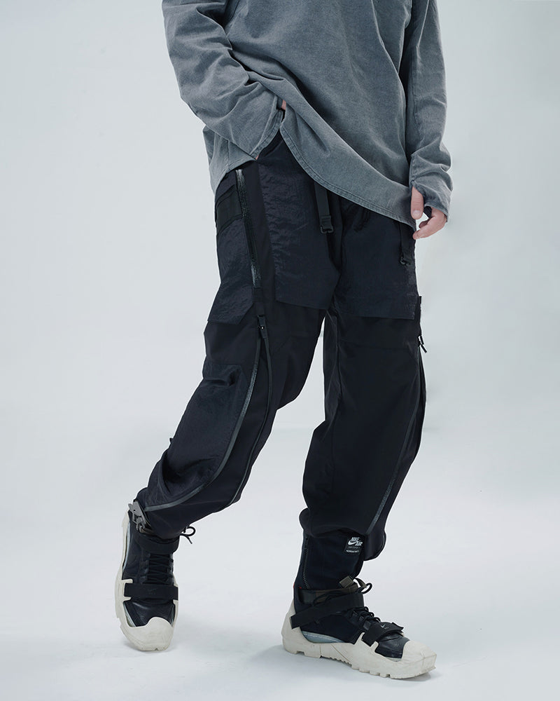 Dual-Mode Zippered Layered-Pocket Water-Repellent Techwear Pants