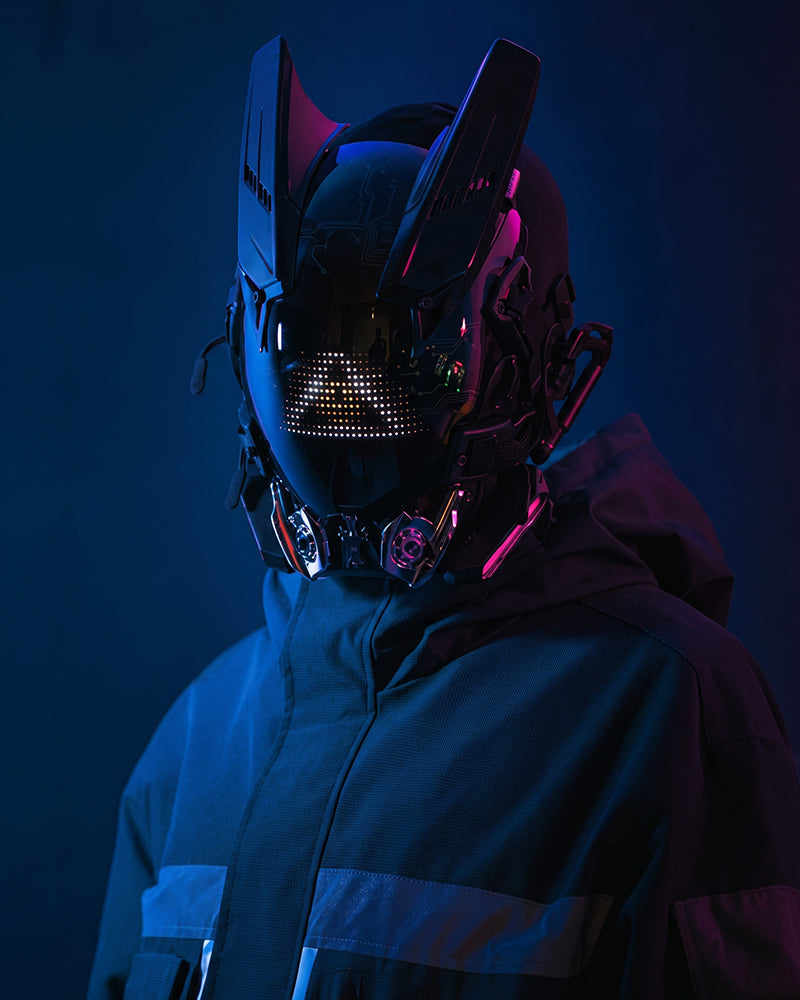 Rhythm Cyberpunk Helmet Mask ( Customizable Text And Image Available)