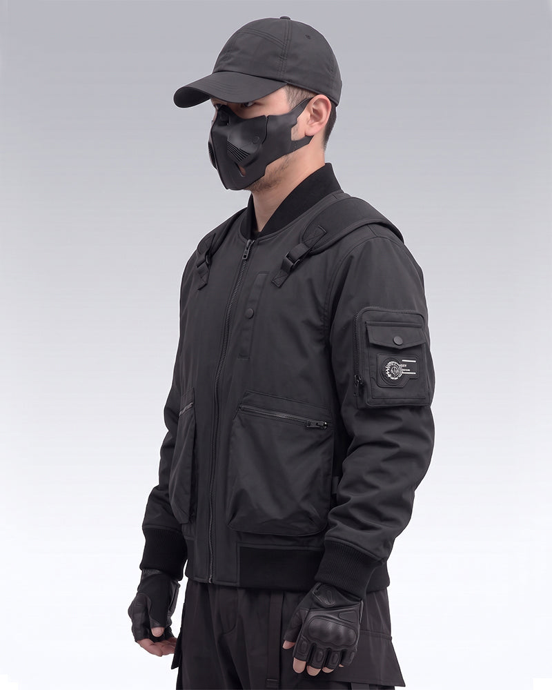 Functional Fake Two Piece Backpack Bomber Jacket