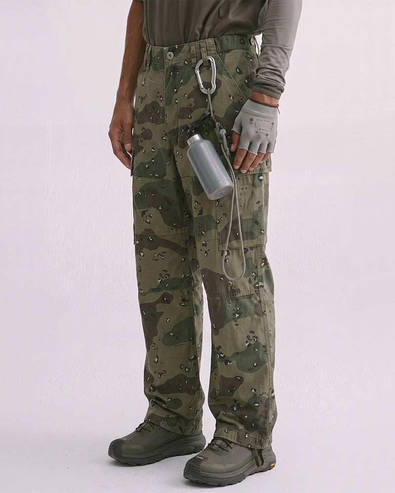 Washed Straight-Leg Camo Cargo Pants