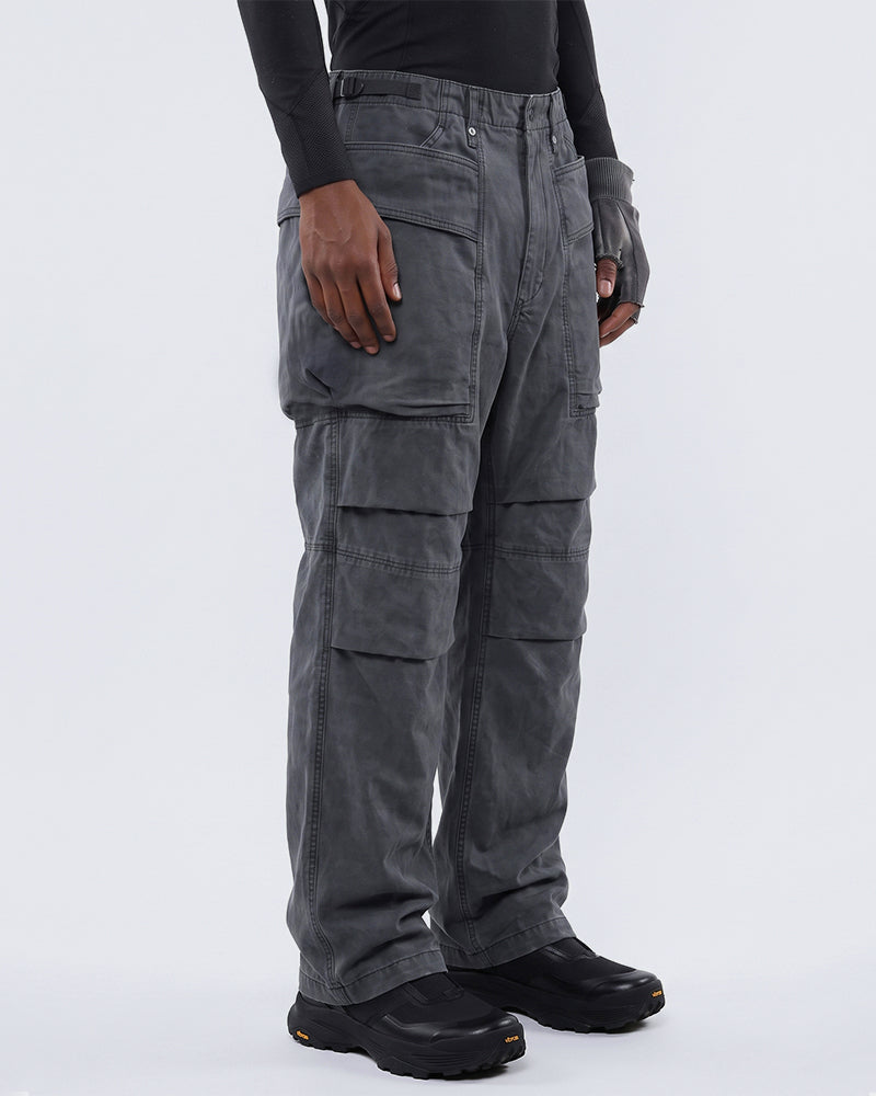 Washed Straight Leg Patchwork Large Pockets Cargo Pants