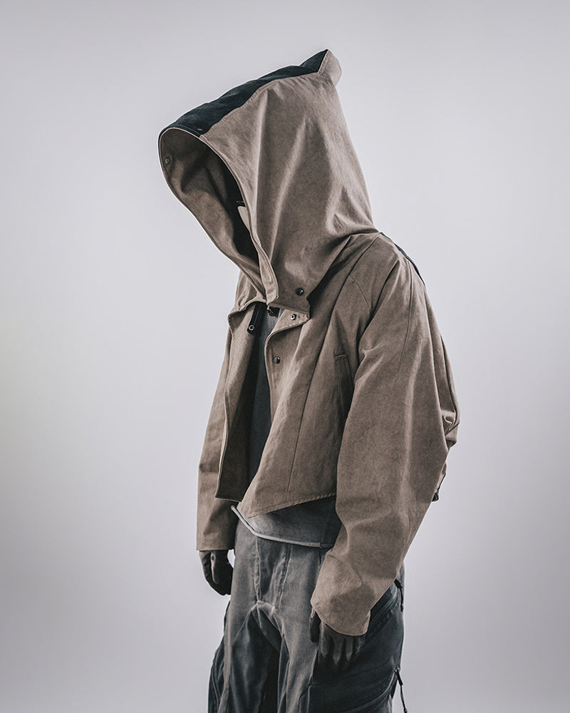 Post-Apocalyptic Hooded Cropped Utility Jacket