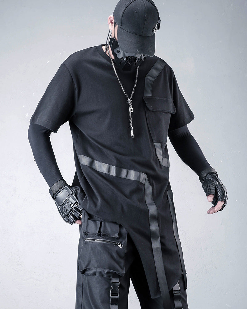 Darkwear Techwear Asymmetric Cargo T-Shirt