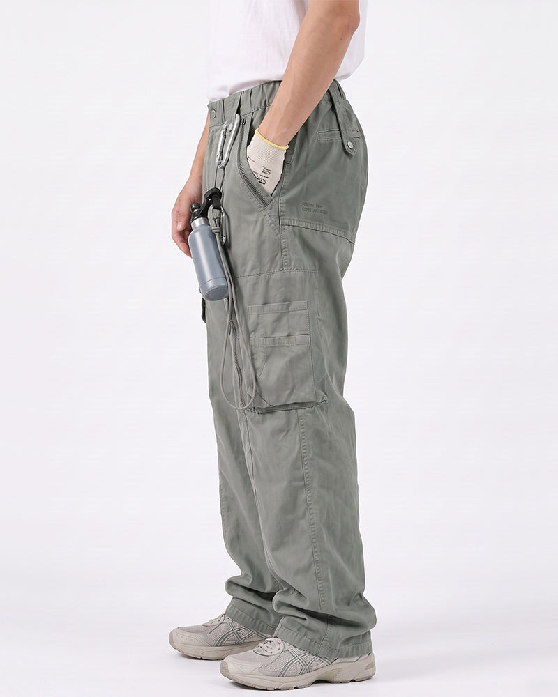 Distressed Vintage Zippered Large‑Pocket Cargo Pants