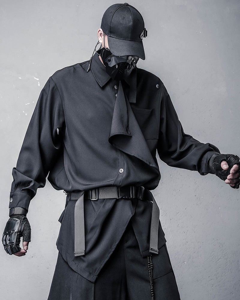 Japanese Asymmetric Ruffle Darkwear Shirt