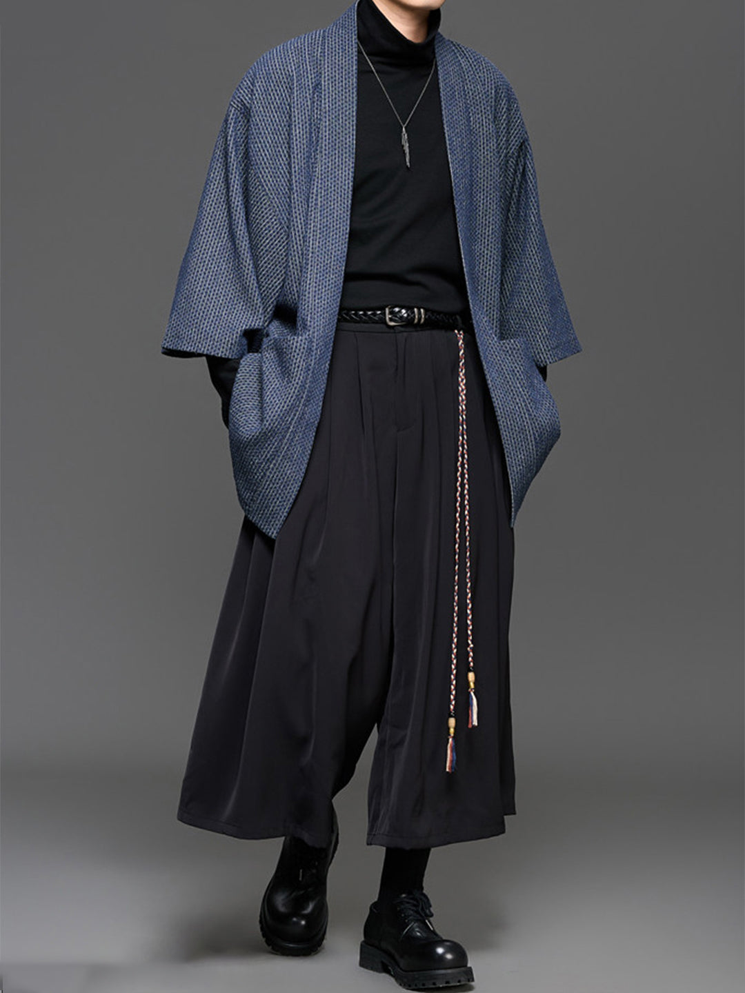 Japanese Woven Kimono-Style Cardigan Jacket