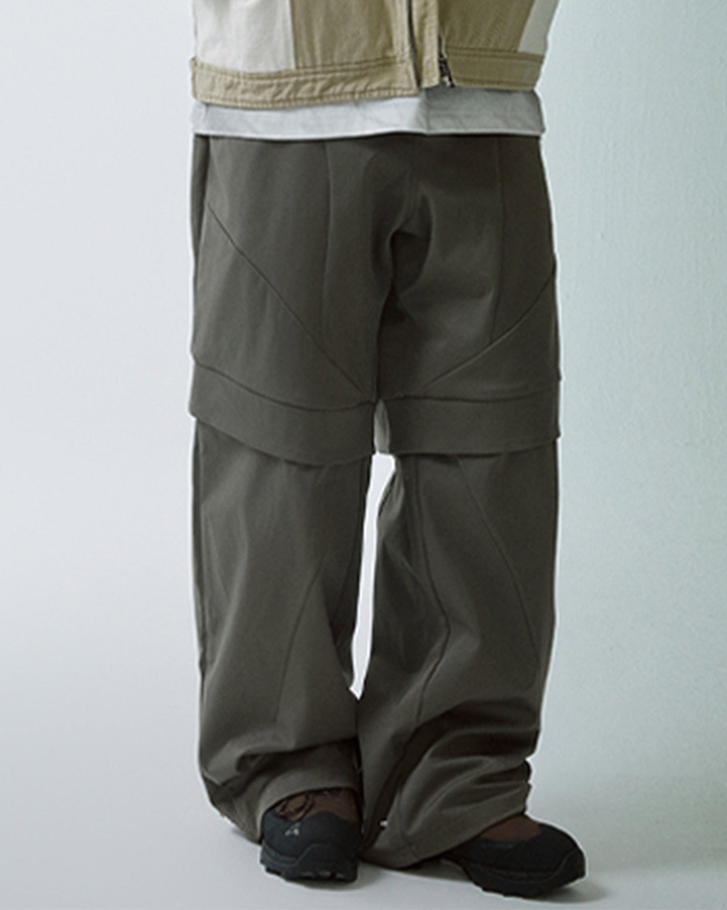 Modern Deconstructed Double-Knee Rivet Pants