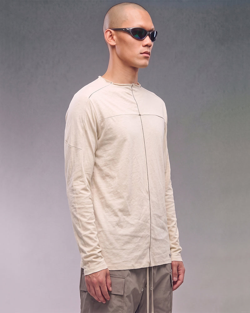 Wasteland Paneled Raw Edge Seam Long Sleeve Tee