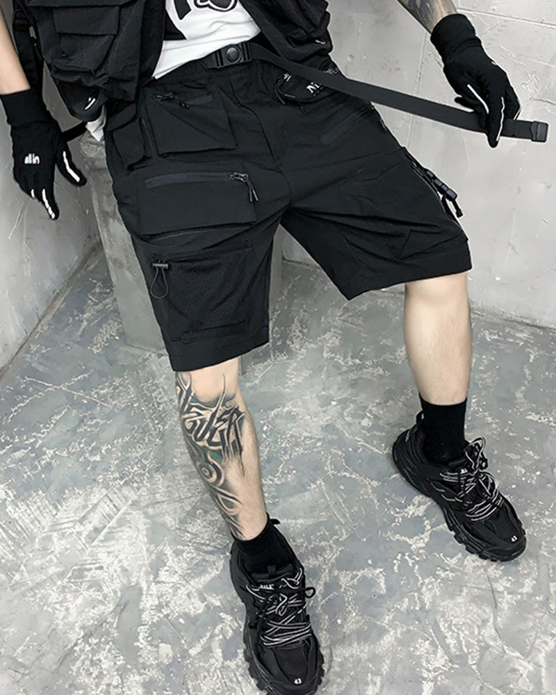 Functional Multi-Pocket Zip Cargo Shorts