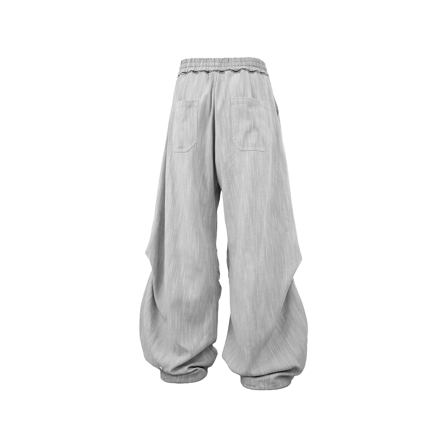 Crinkled Drawstring Oversized Pants Gray