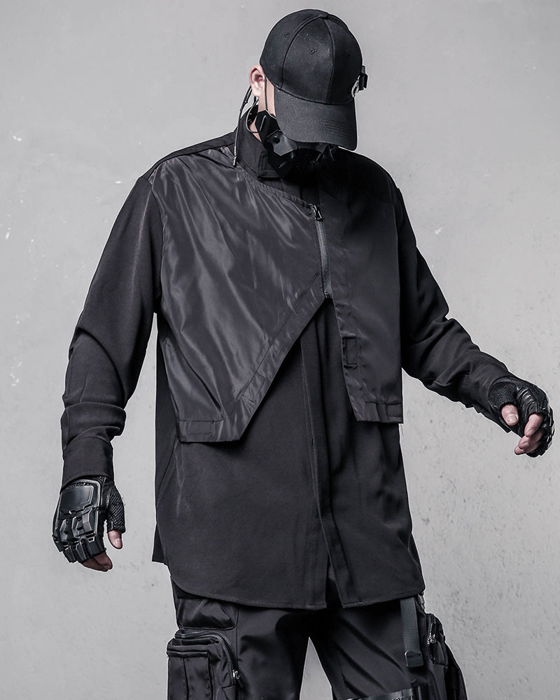 Techwear Asymmetric Layered Longline Shirt
