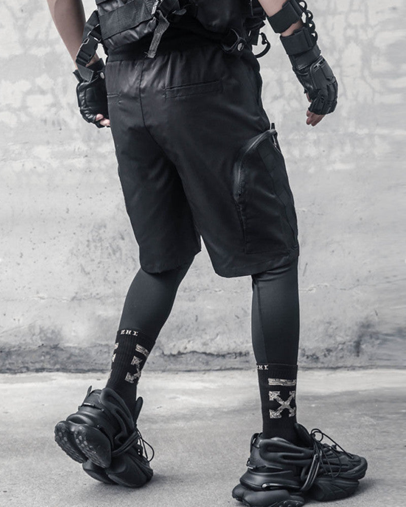 Techwear Utility Zipper Cargo Shorts