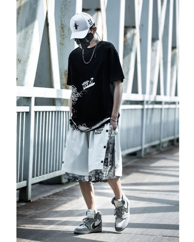 Techwear Patchwork Men Cargo Shorts