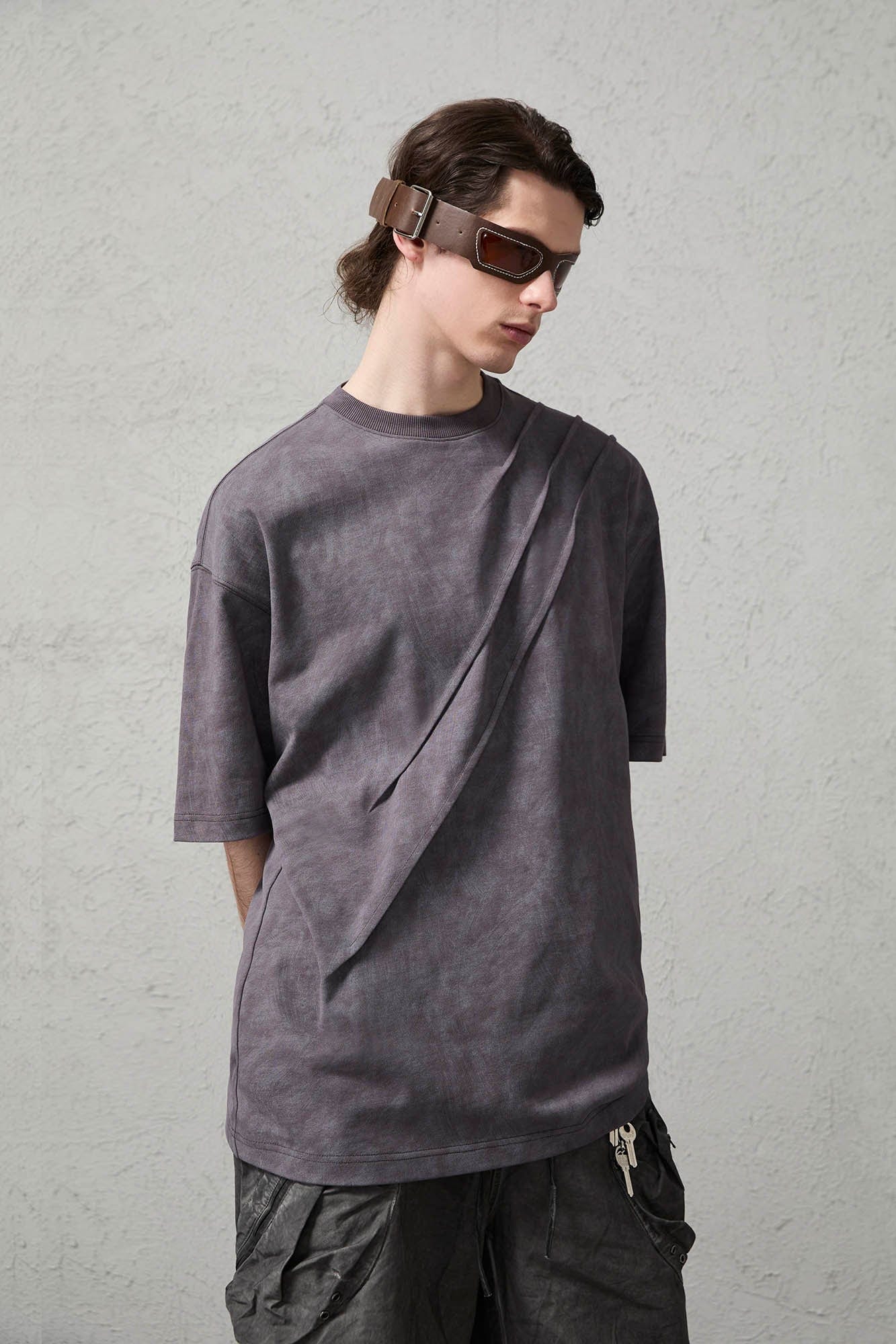 Scratch Spliced Washed T-Shirt