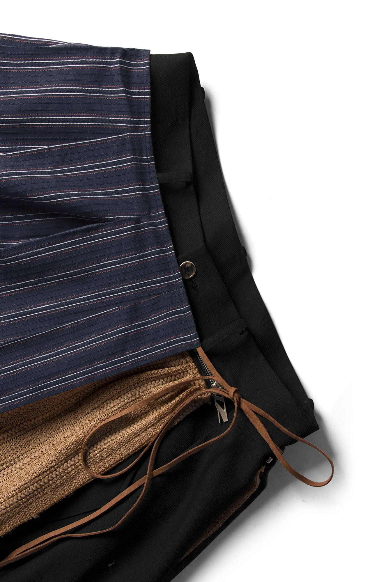 Layered Striped Apron Wide-Leg Pants