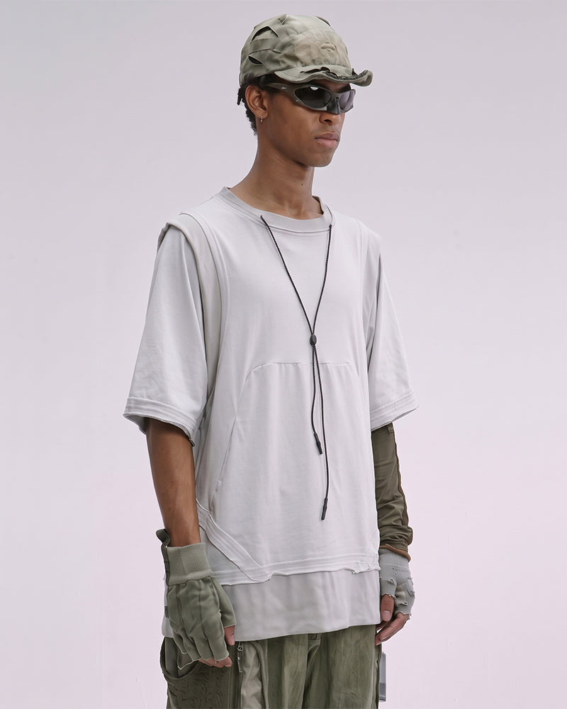 Post-Apocalyptic Dirty Dye Transformable Sleeve T-Shirt