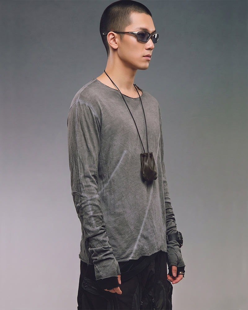 Wasteland Distressed Washed Thumbhole Long Sleeve Tee