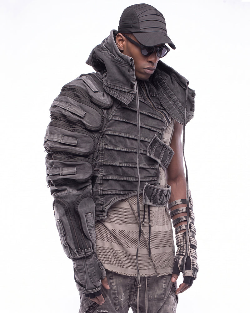 Wasteland Deconstructed Asymmetrical Distressed Hooded Jacket