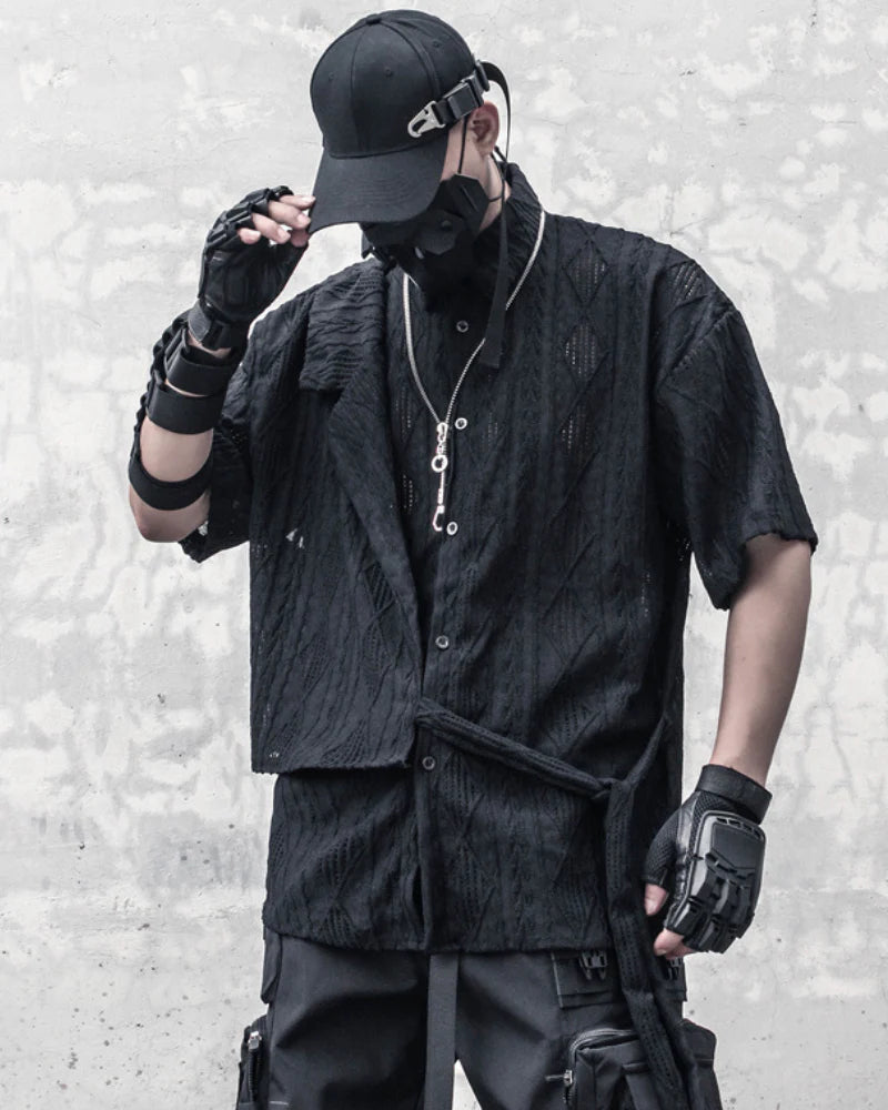 Streetwear Hollow Short Sleeve Shirt