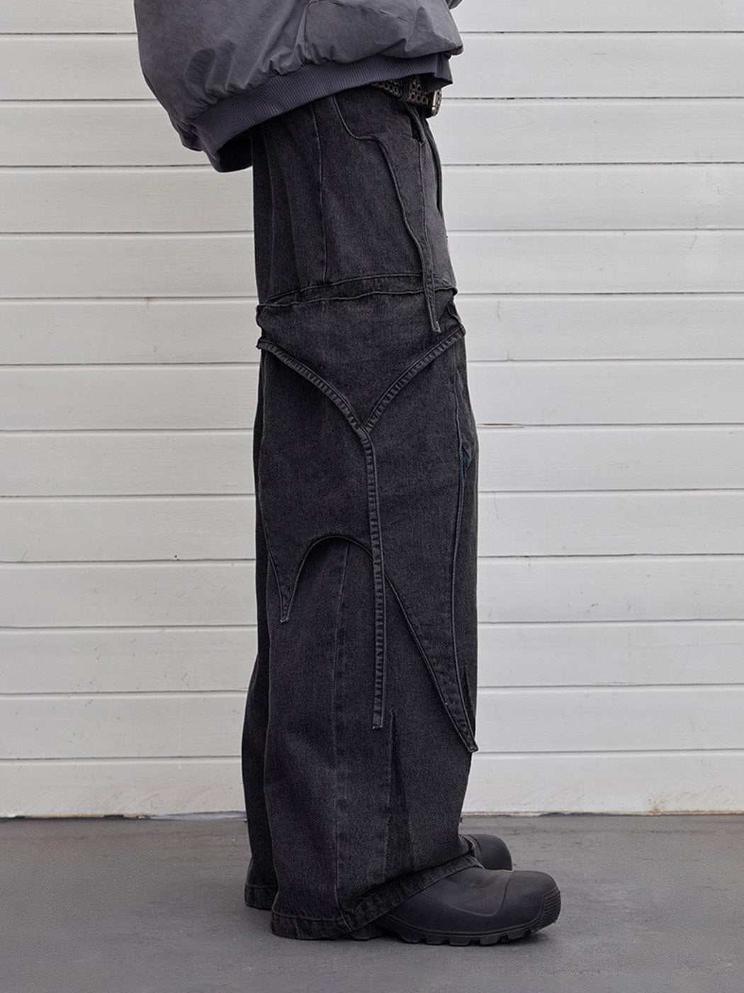 Multi-Layered Stripes Deconstructed Jeans