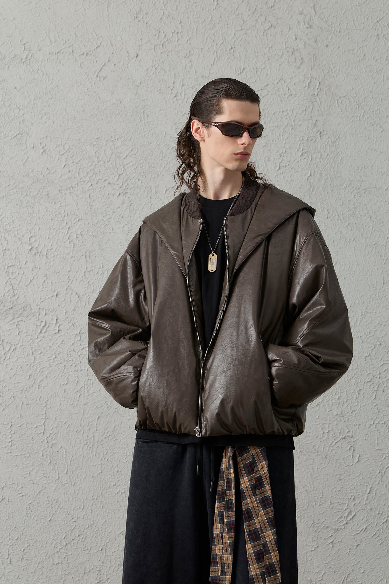 Deconstructed PU Oversized Puffer Jacket