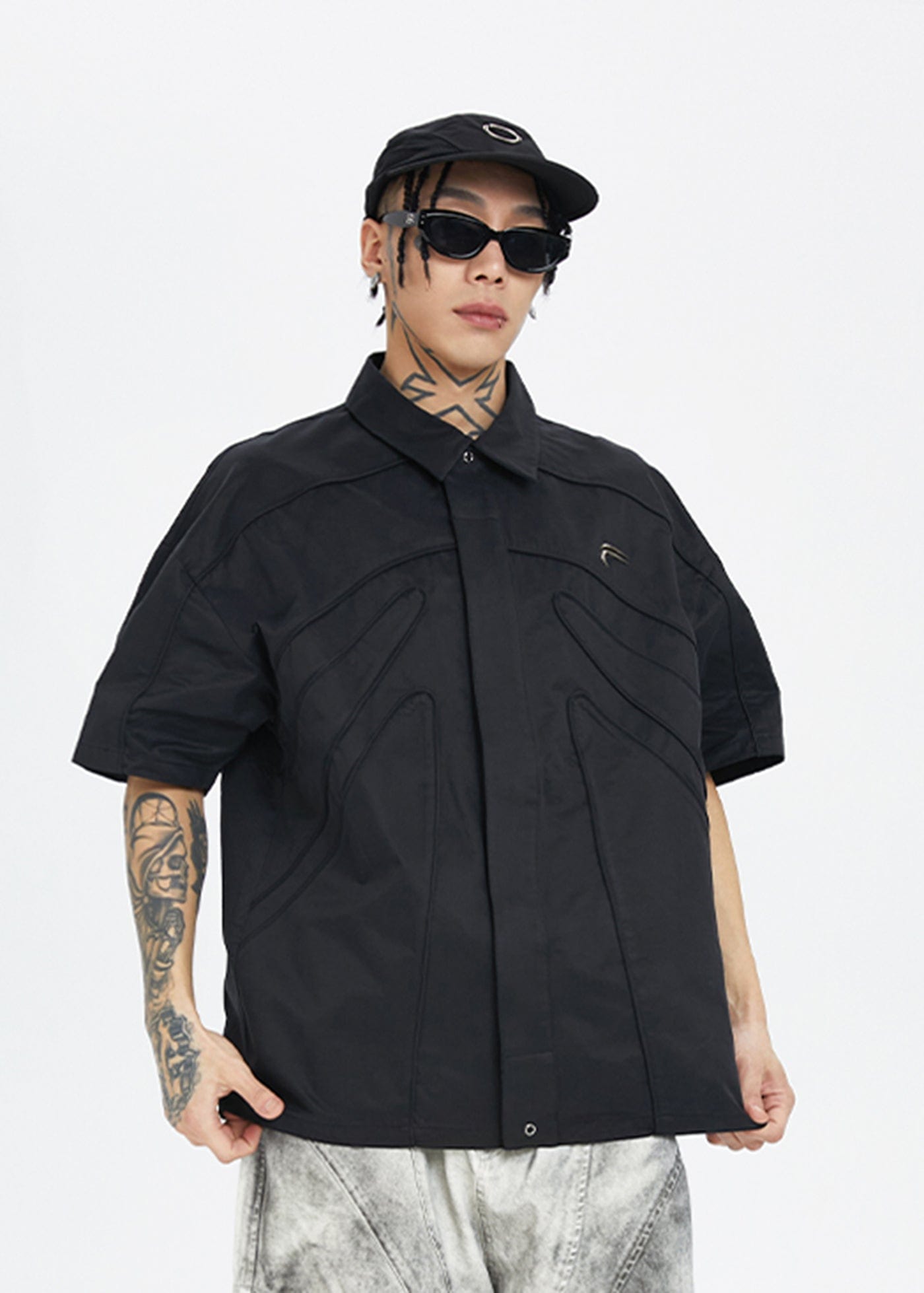 Spliced Metal Logo Half Shirt