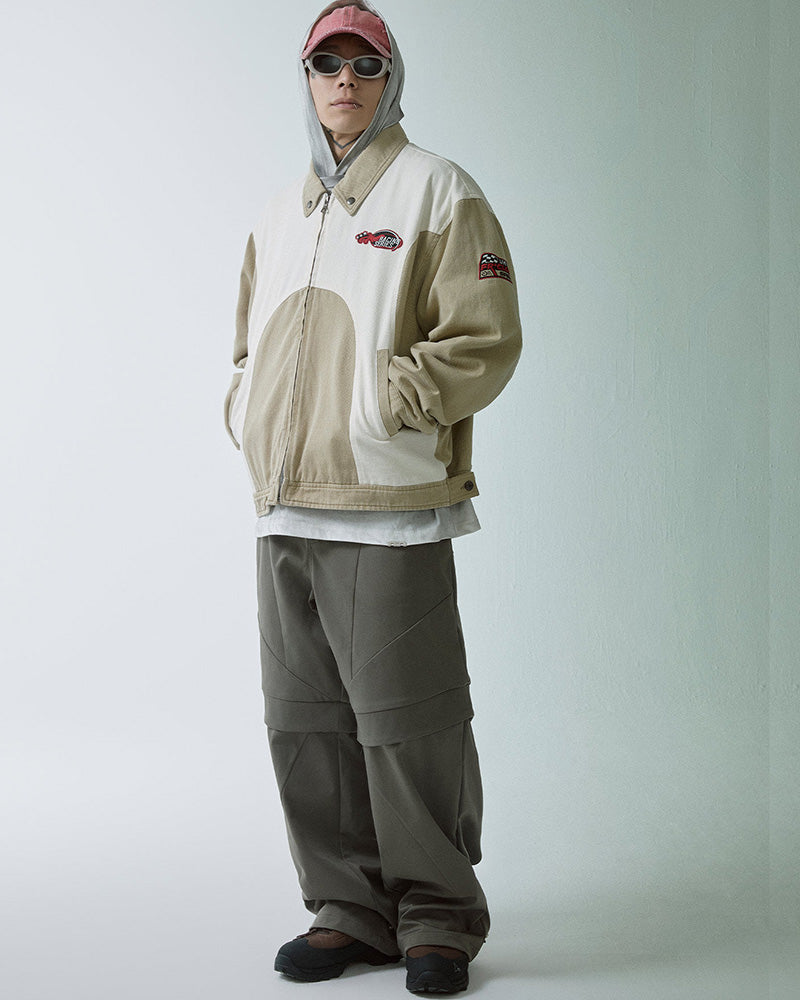 Retro Racing Embroidered Color-Block Jacket