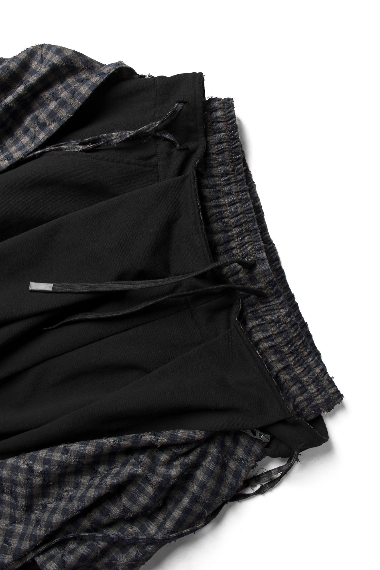 Double Waistband Detachable Back Flap Oversized Sweatpants Black