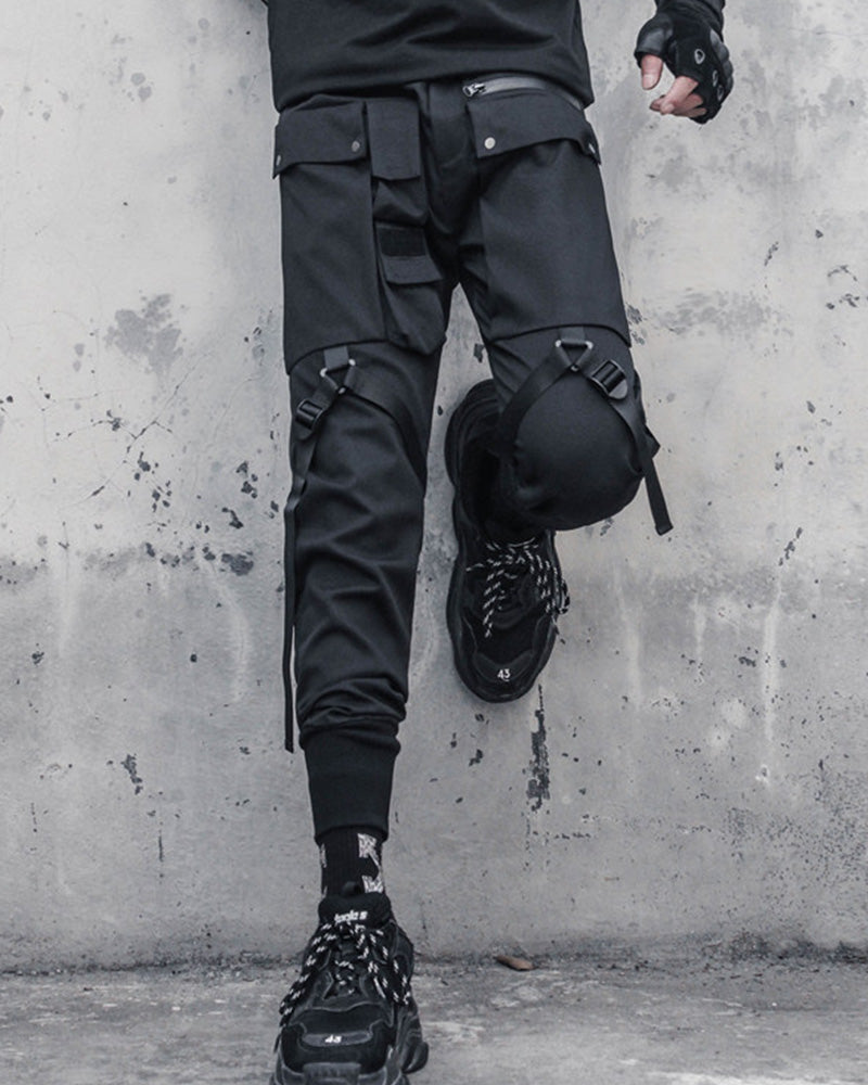 Tactical Strap-Detail Techwear Cargo Pants