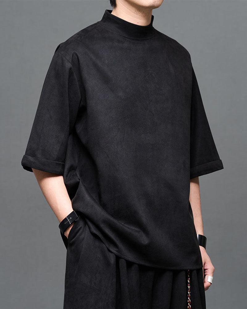Modern Japanese Mock Neck T-Shirt